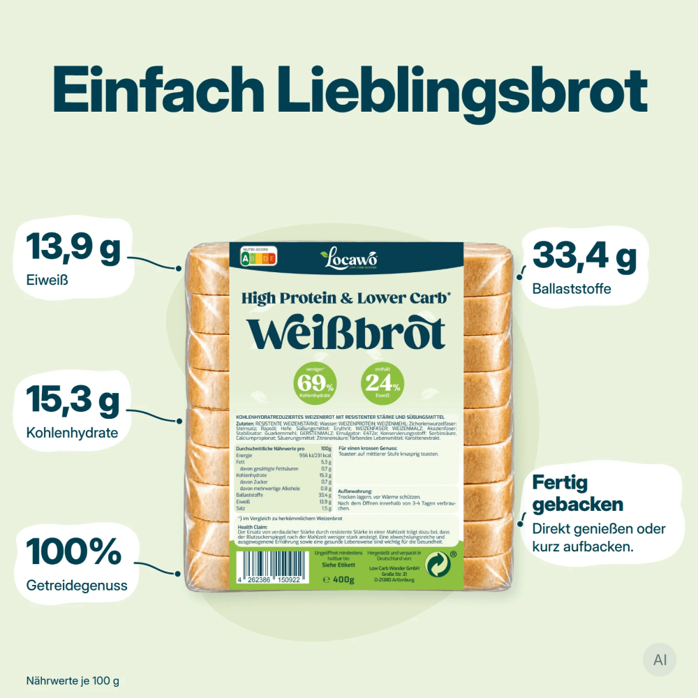 Locawo High Protein Low Carb Weissbrot 3