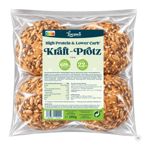 Locawo High Protein Low Carb Kraft-Protz Mehrkornbrötchen 1