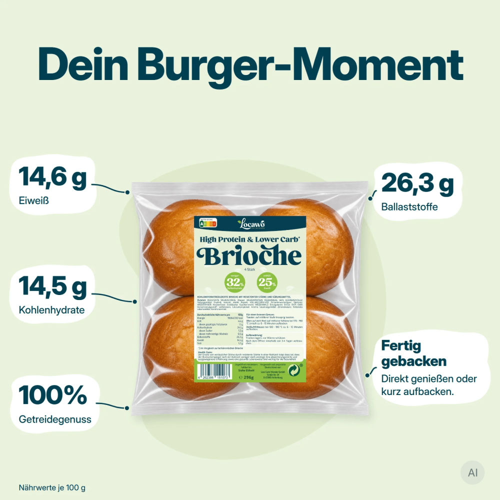 Locawo High Protein Low Carb Brioche Burger Bun 3