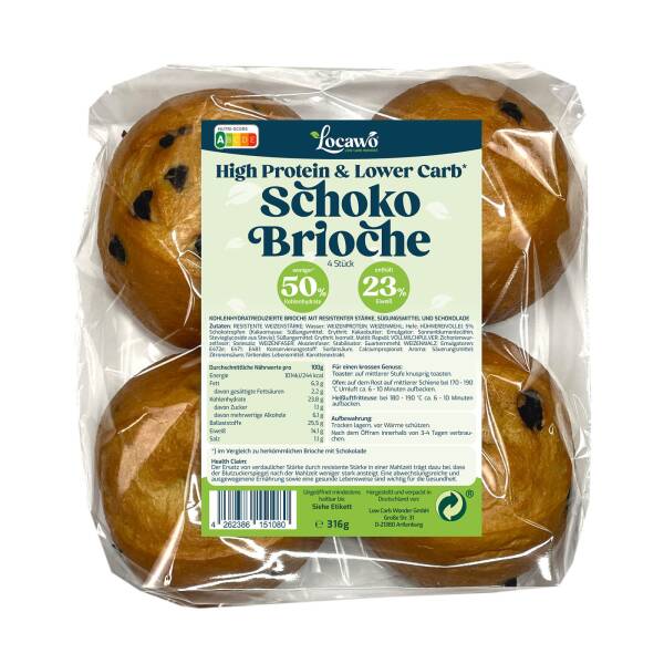 Locawo High Protein Low Carb Schoko Brioche 1