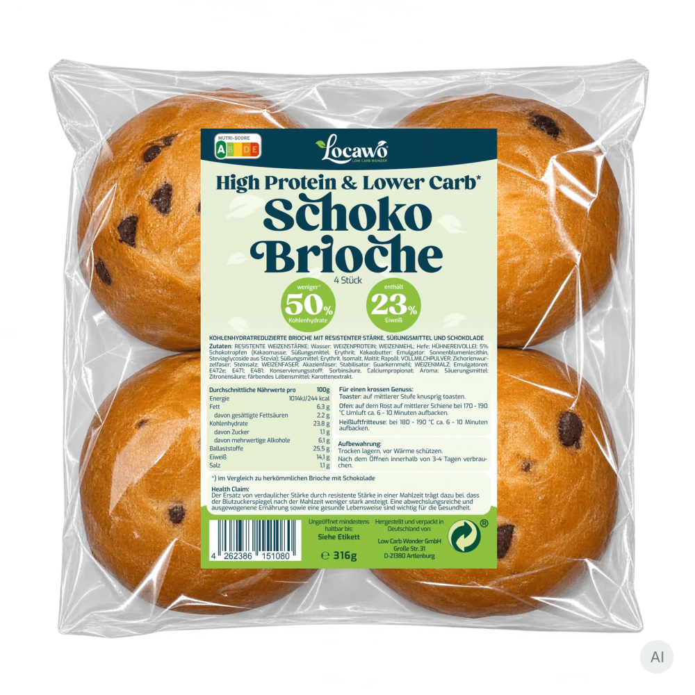 Locawo High Protein Low Carb Schoko Brioche 1