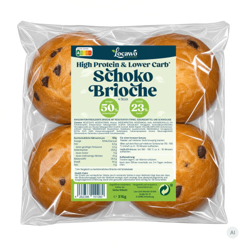Locawo High Protein Low Carb Schoko Brioche 1