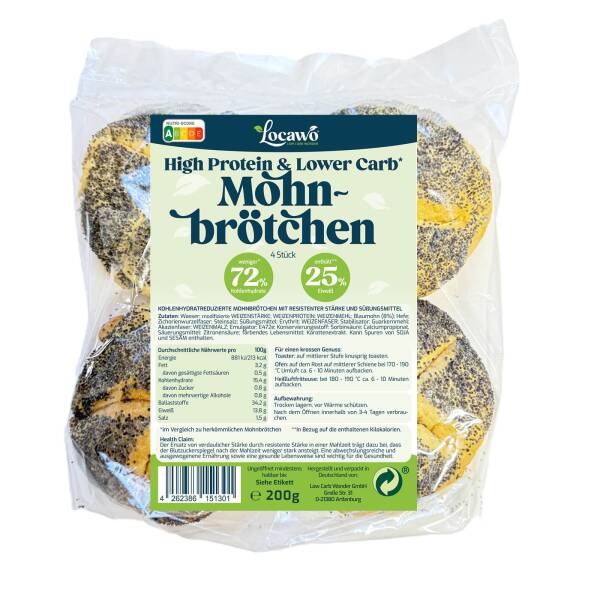 High Protein & Low Carb Mohnbrötchen