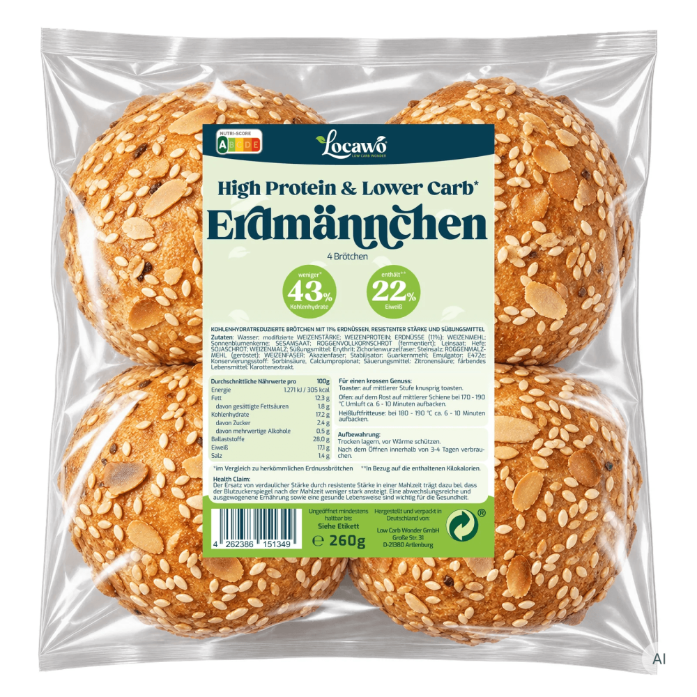 Locawo High Protein Low Erdmännchen Erdnussrolls 1