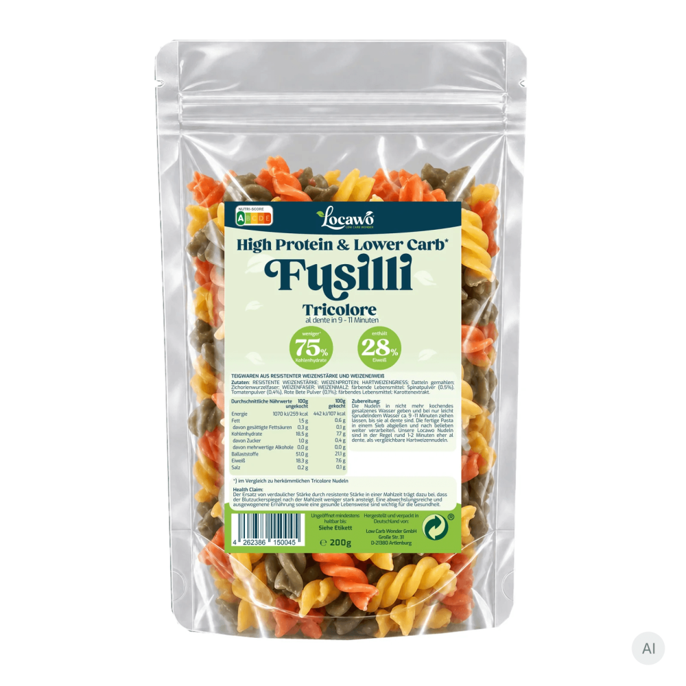 Locawo High Protein Low Carb Fusilli Tricolore 1