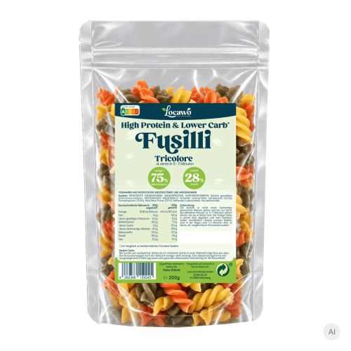 Locawo High Protein Low Carb Fusilli Tricolore 1